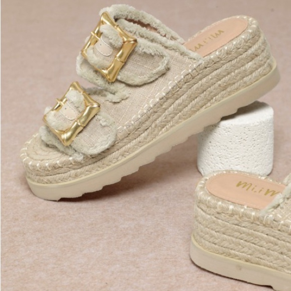 Spring 2026 MIIM Scarlett Women's Beige Espadrille Wedge Comfort Sandals